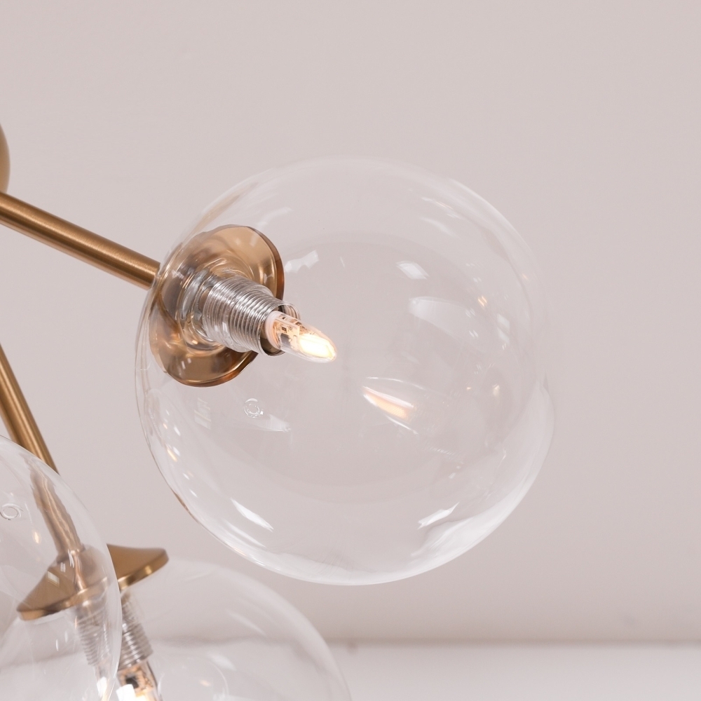 Product photograph of Gold Satin Arriba Sputnik Glass 5 Arm Ball Ceiling Light from Choice Furniture Superstore.